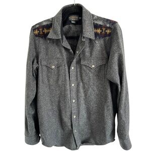 Pendleton Gray Button-Up Shirt with western pearl snaps Patterned Accents